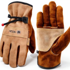 WZQH Leather Gloves Heavy Duty Work Welding Heat Resistant-0