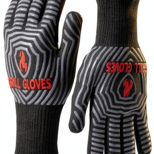 QUWIN BBQ Gloves Heat Resistant Oven Safety Mitts Mens-0