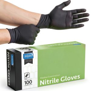 Inspire Medical Nitrile Gloves Black Blue Exam Grade Latex-0