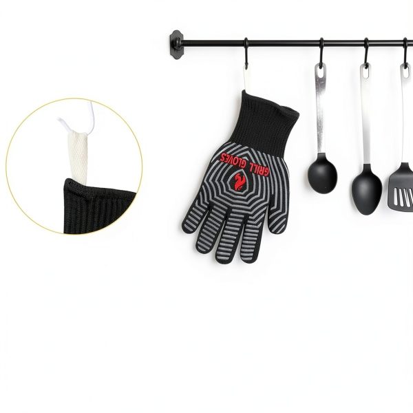 QUWIN BBQ Gloves Heat Resistant Oven Safety Mitts Mens-3