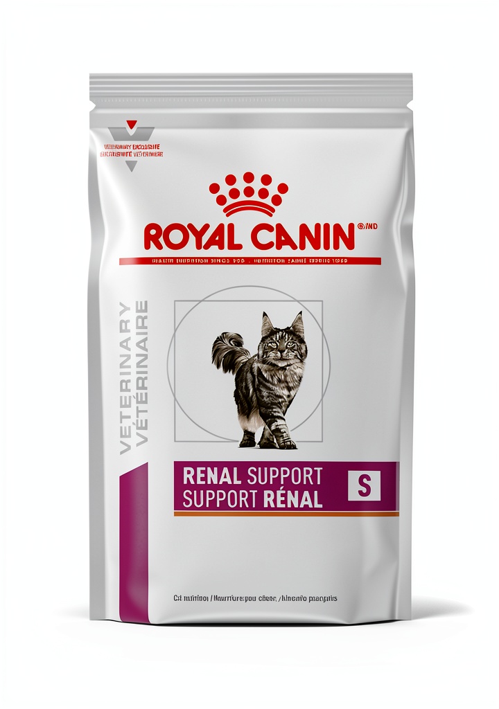 Royal Canin Renal Support dry cat food bag showing kibble close-up