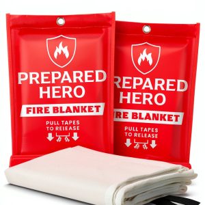 Prepared Hero Fire Blanket Fiberglass Emergency Safety Red-0