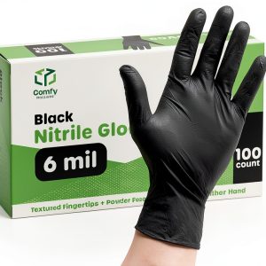 Nitrile Gloves Black Disposable Food Safe Latex Free-0