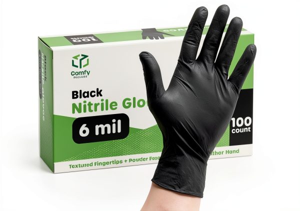 Nitrile Gloves Black Disposable Food Safe Latex Free-0