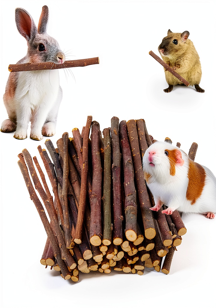 Small animal chewing on a Petawi apple stick in a cage