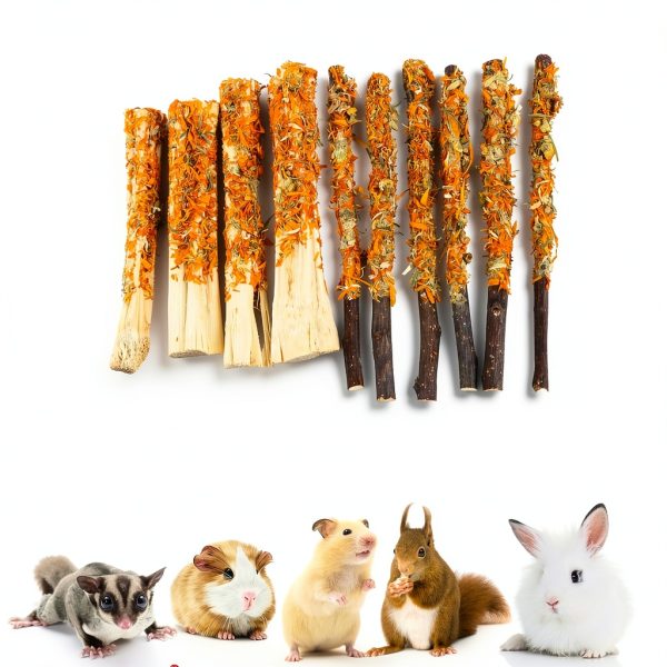FiveBull Natural Apple Sticks Animal Chew Toy Set 6 Wood + 4 Bamboo-0