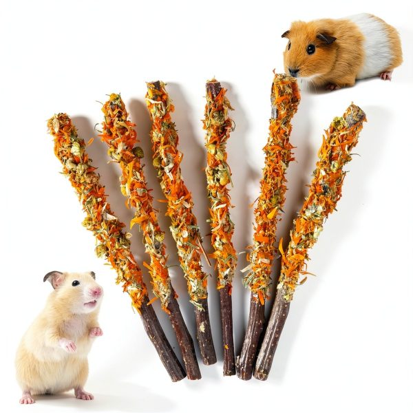 FiveBull Natural Apple Sticks Animal Chew Toy Set 6 Wood + 4 Bamboo-2