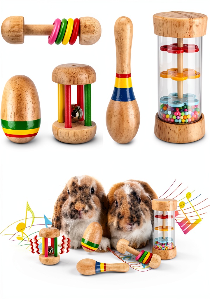 Wood rabbit toys in different colors