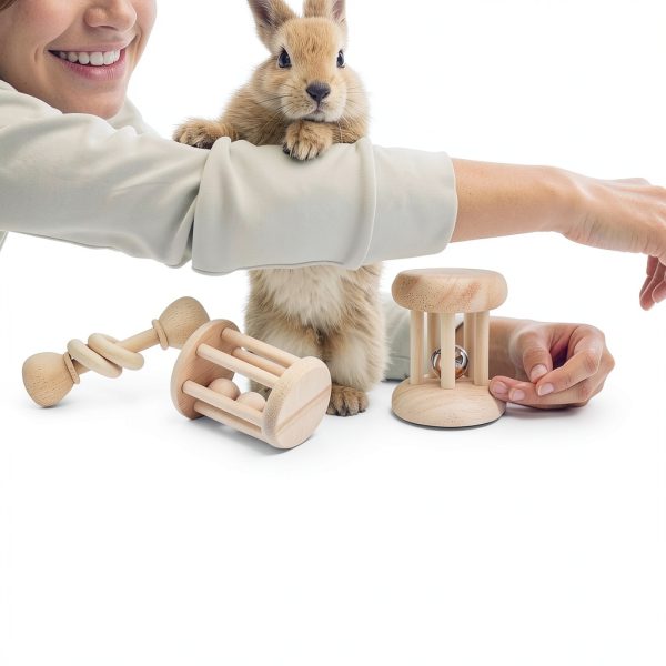 Wooden Rabbit Chew Toy AOWPFVV Small Animal Safe Polished Multi‑Size-1