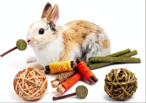 Rabbit Chew Toy Set YIXUND Natural Hay Bamboo Apple Wood Mix-5