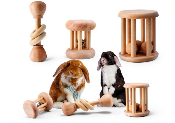 Wooden Rabbit Chew Toy AOWPFVV Small Animal Safe Polished Multi‑Size-0