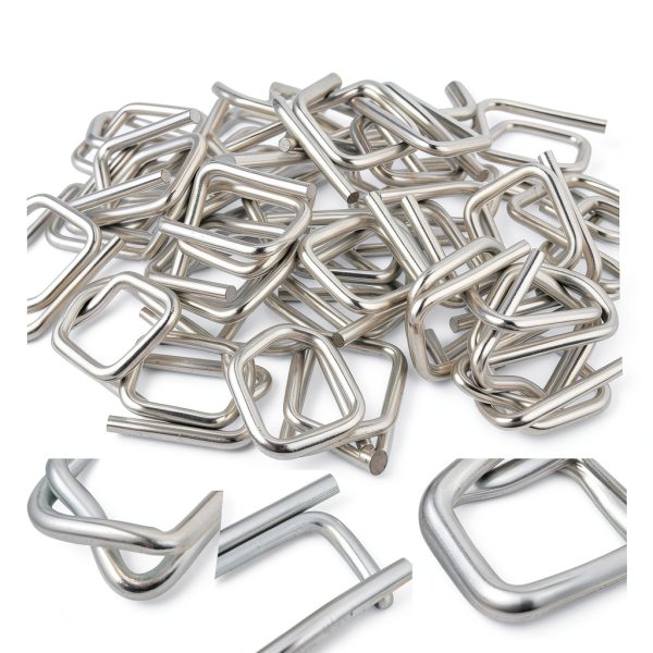 200 Pack Galvanized Cord Strapping Buckles 3/4", Metal Wire Buckles with Galvanized Coating for Woven Cord Strapping, Reusable Strap Buckle, Silver-3