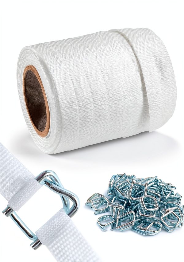 3/4" Woven Cord Strapping Roll QWORK 250ft Polyethylene with 50-0