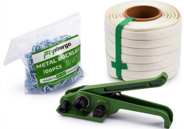 Banding Strapping Kit 3/4" x 330' Woven Cord Flyrivergo 2500lb-0