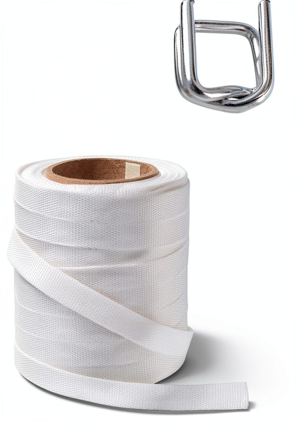 3/4" Woven Cord Strapping Roll QWORK 250ft Polyethylene with 50-5