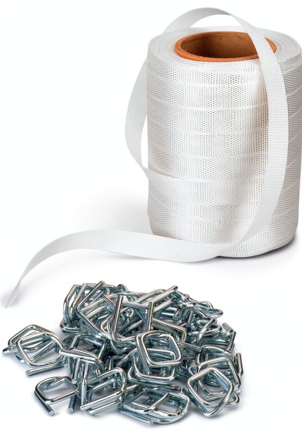3/4" Woven Cord Strapping Roll QWORK 250ft Polyethylene with 50-6