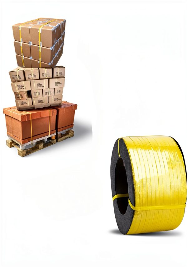 Poly Strapping, Packaging Banding Strap, Pallet Strapping Roll 3280' Length - Polypropylene Strapping 1/2" Width, 0.030" Thickness, 300 lbs Break Strength, Yellow Packing Straps-2