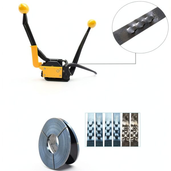 Steel Strapping Tool A333 Stainless Manual Belt Packaging Banding Machine Metal Free Buckle Packing for Width 1/2" 5/8" 3/4" Sealless Combination Tools-1