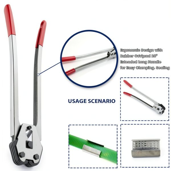 Steel Banding Tool 2-in-1 Crimper & Sealer with 20" Handle Encreese-3