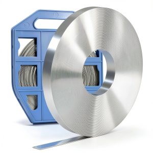 304 Stainless Steel Strapping Band Strap 3/4 Inch for Strapping 0.03" Thick, 100ft Roll in Plastic Case with Handle-0