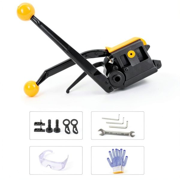Steel Strapping Tool A333 Stainless Manual Belt Packaging Banding Machine Metal Free Buckle Packing for Width 1/2" 5/8" 3/4" Sealless Combination Tools-6