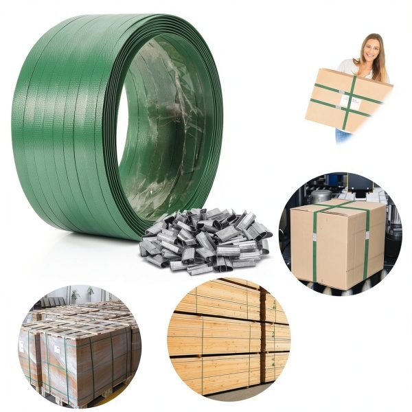 Heavy Duty Packaging Strapping – Hondong Green PET 850ft 5/8in 1400lb-1