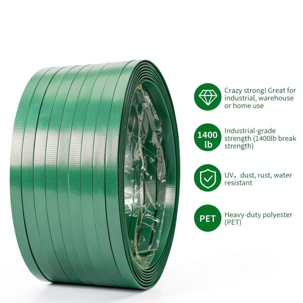 Heavy Duty Packaging Strapping – Hondong Green PET 850ft 5/8in 1400lb-3